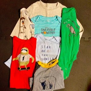 Bundle of long sleeved tops and onesies in good condition